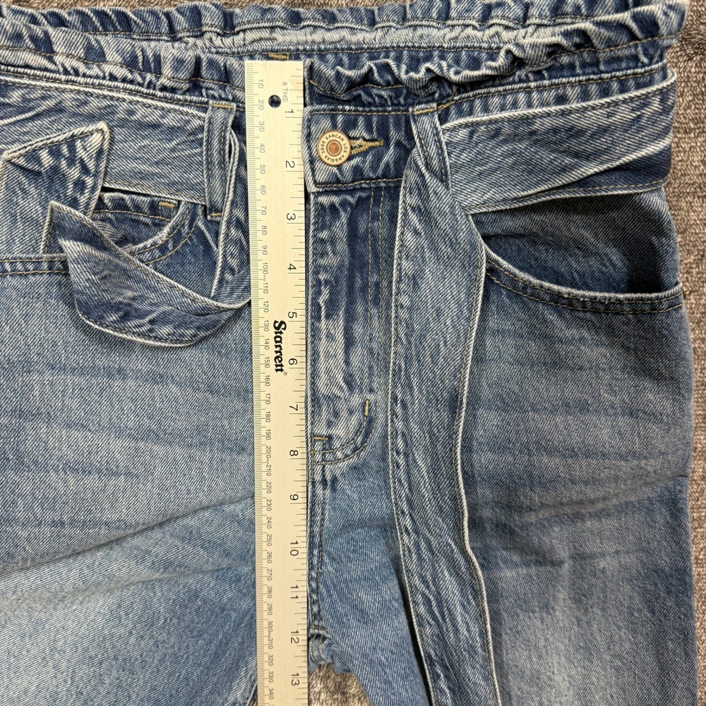 KanCan Women Medium Wash Paperbag Waist Wide Leg Jeans with Tie Belt Size 27 - Picture 5 of 6